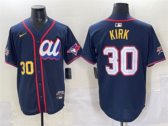 Men's American League #30 Alejandro Kirk Navy 2025 All-Star Edition Limited Stitched Baseball Jersey Men's American League #30 Alejandro Kirk Navy 2025 All-Star Edition Limited Stitched Baseball Jersey